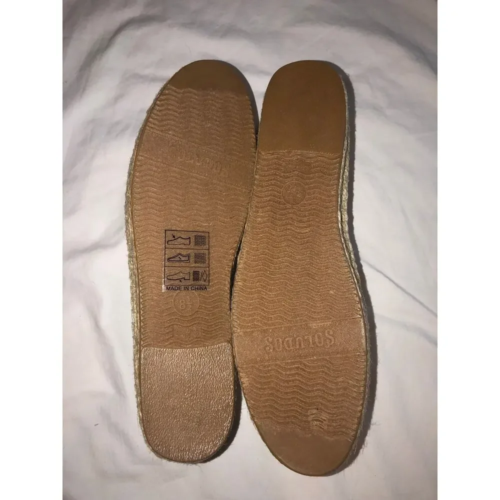 Soludos Spirit Animal Cat Smoking Espadrille Size 8.5 Beige Whimsy Boho Summer